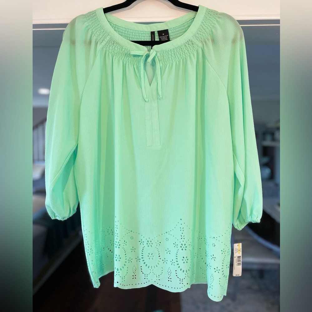New Directions Seafoam Green Blouse